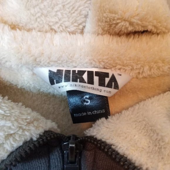 Nikita Snowboarder Street Wear Gray Sherpa Hoodie Jacket S - Picture 2 of 12